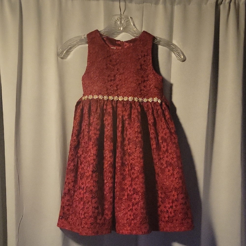 Charming Burgundy Lace Kids Dress